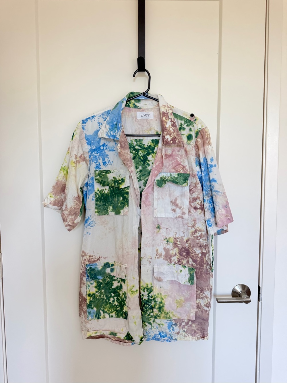 S/W/F Tie Dye Utility Shirt Jacket Oversized Short Sleeve Button Up